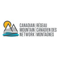 CMN logo: drawing of two grey mountain peaks with snow at the top, with a round orange sun behind and blue water at the bottom