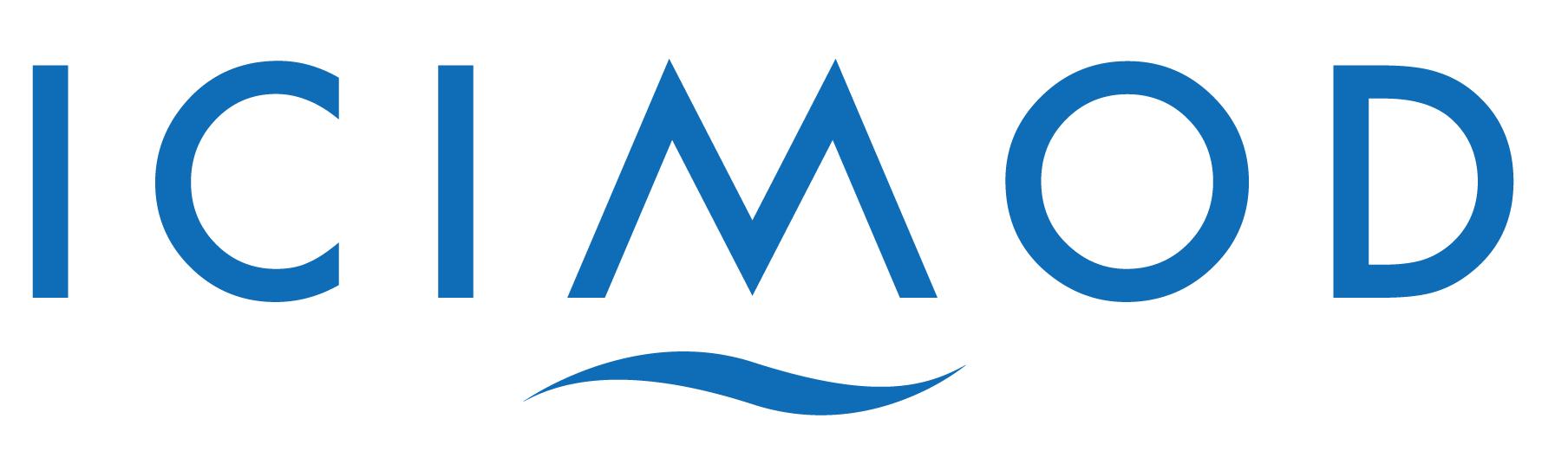ICIMOD in capital blue letters with a wave under