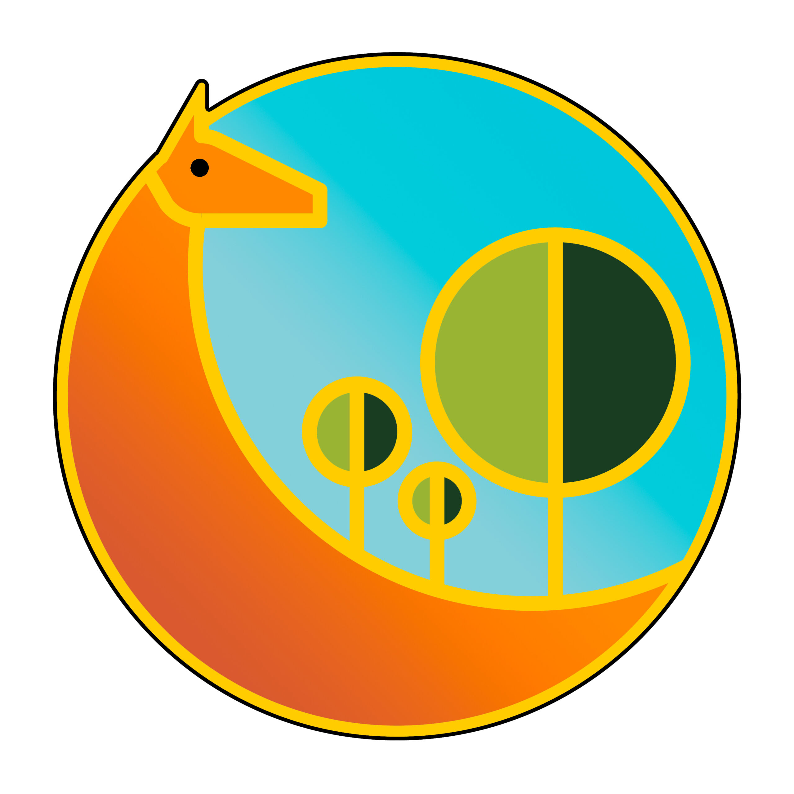 Guanaco and trees at dawn